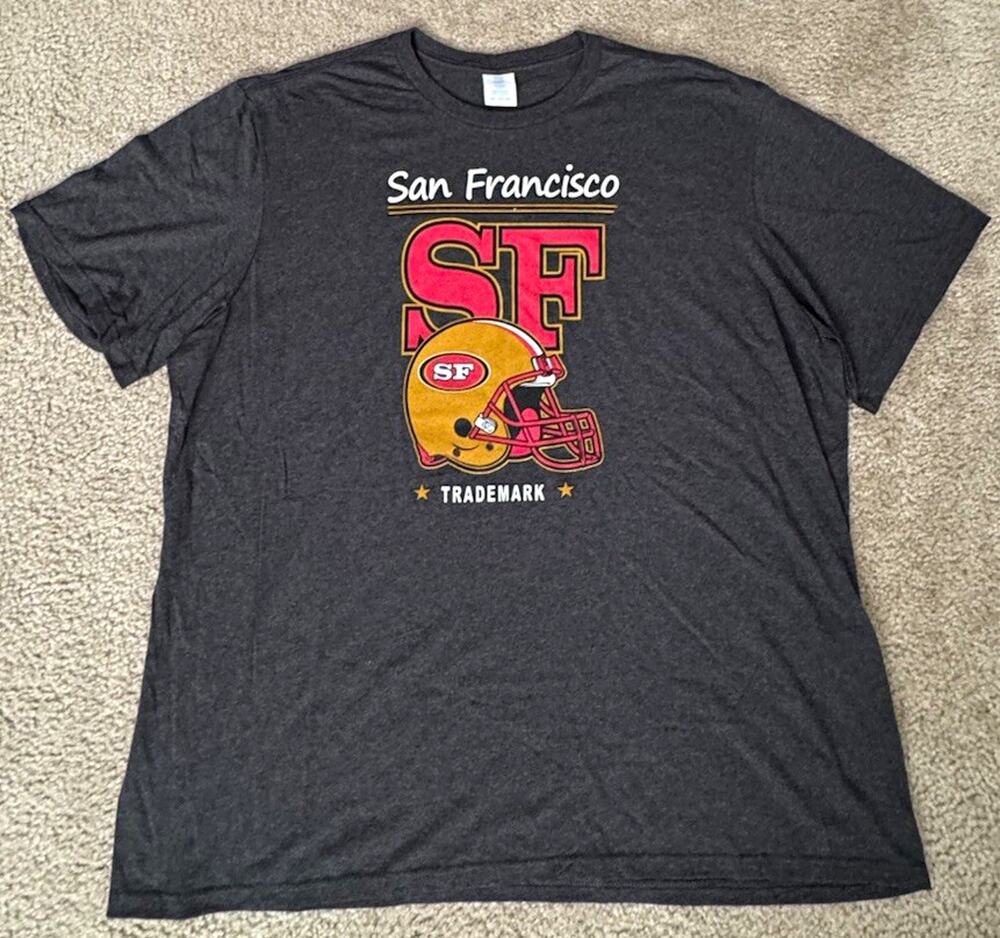 San Francisco 49ers T Shirt Mens 3XL Charcoal NFL Helmet Graphic Tri Blend